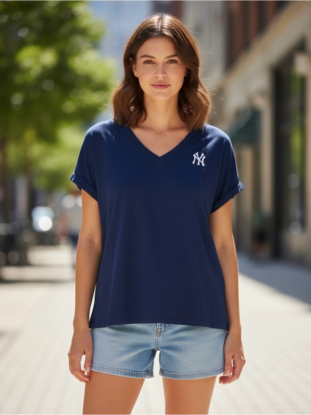 🆕 NWT Rare Tommy Bahama Official New York Yankees Cuffed Sleeve Tee • Small